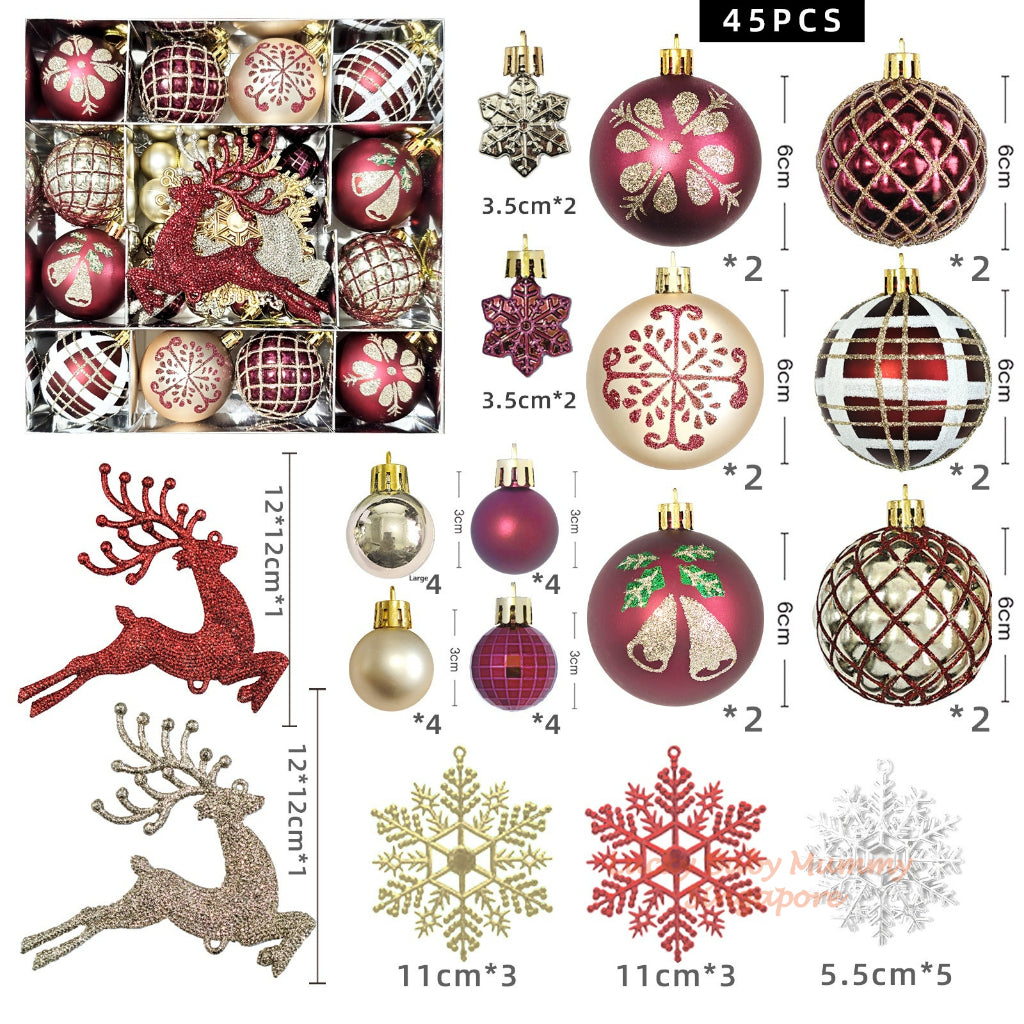 2025 Christmas Tree Balls Decorations Accessories Ornaments Lights Xmas Tree Top Star Party Decor