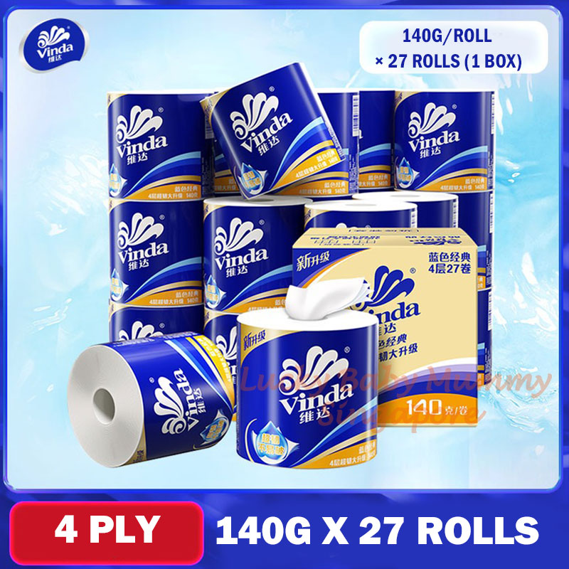 Vinda 4Ply Ultra Strong Toilet Paper Roll 140g 27 Rolls/box