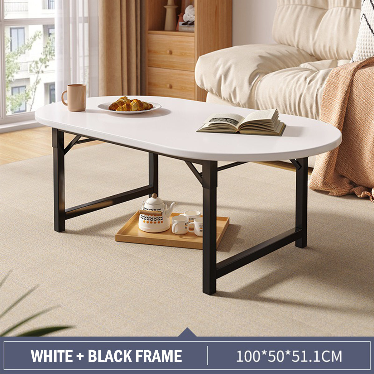 Foldable Steel Wood Coffee Table