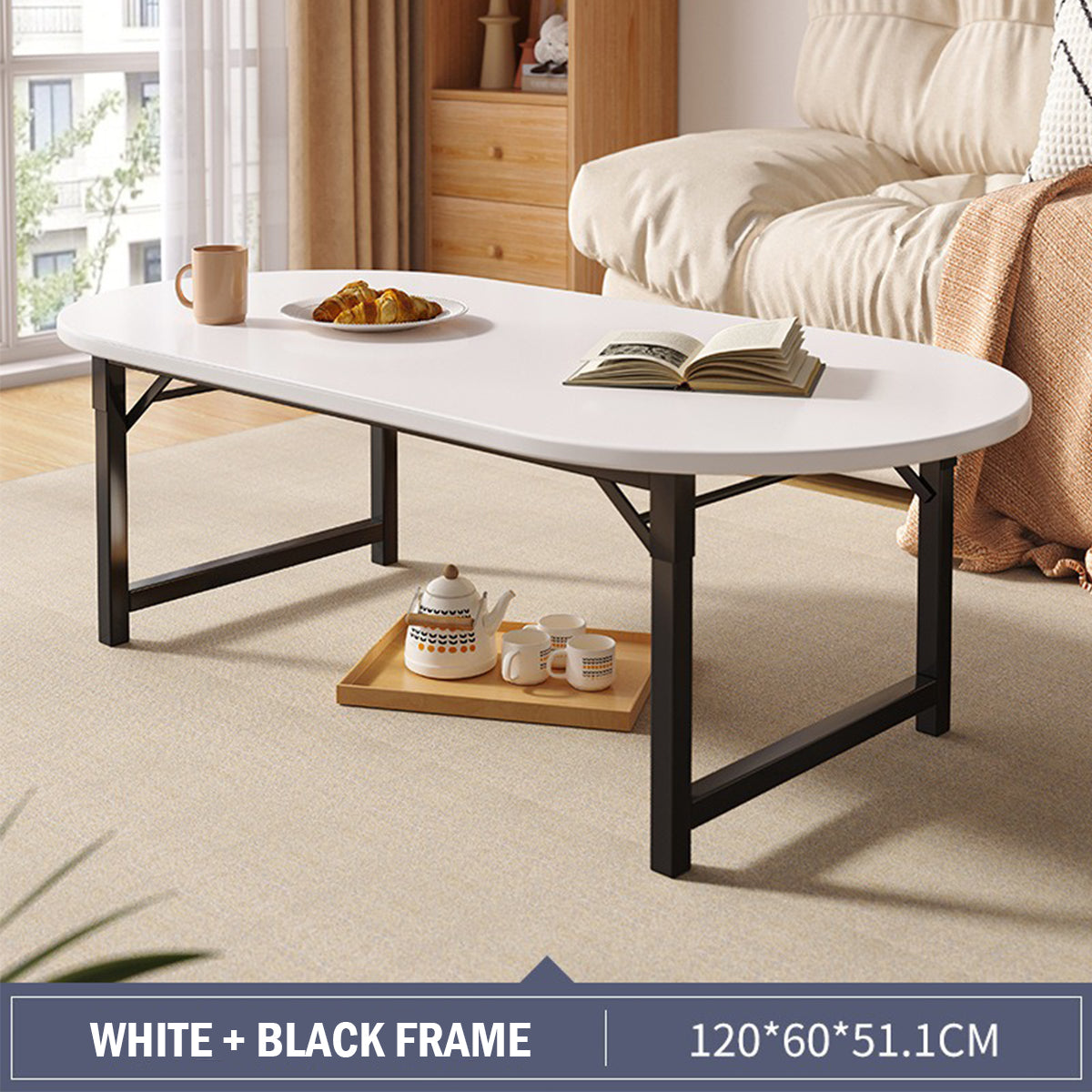 Foldable Steel Wood Coffee Table