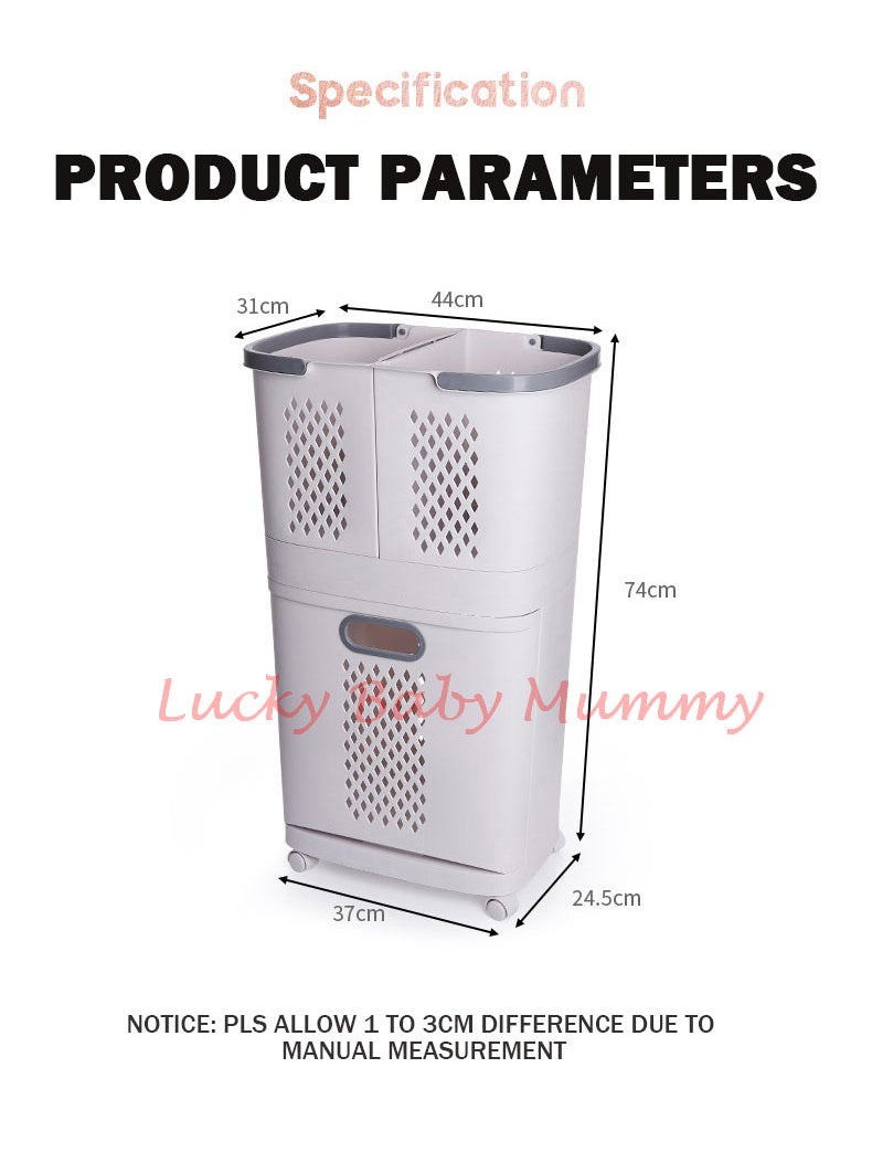 【Sorting Laundry】3-Tiers Laundry Basket