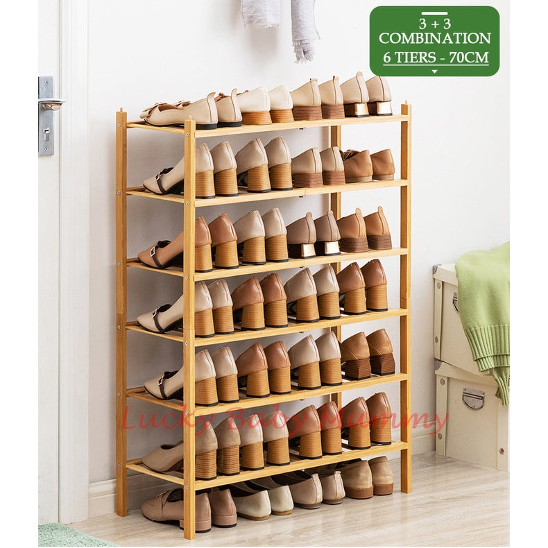 Stackable Bamboo Shoes Rack