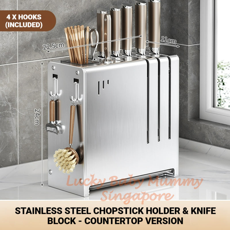 Stainless Steel Knife Rack - Wall Mount - Large deskstyle