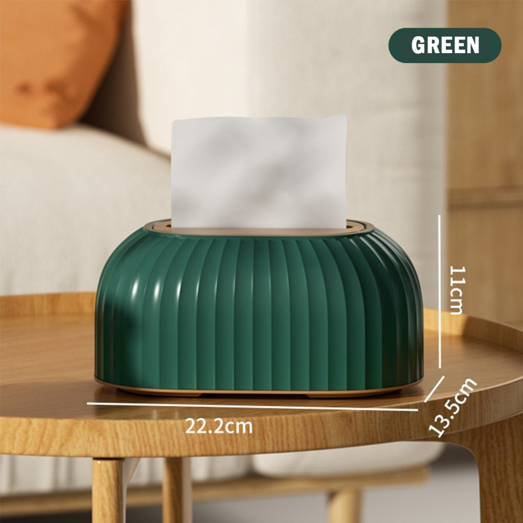 Striped Tissue Box - Green