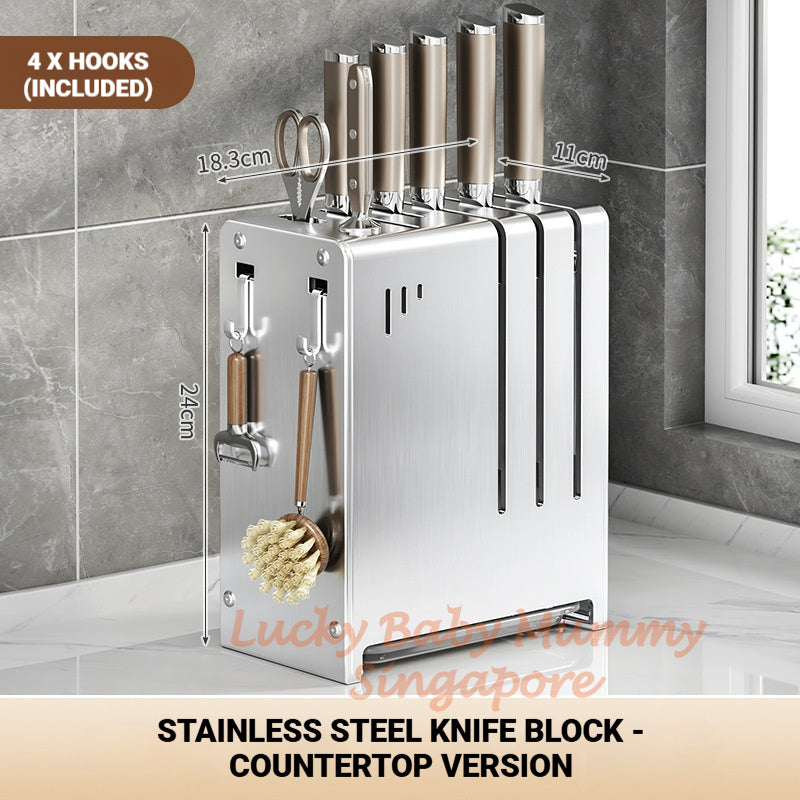 Stainless Steel Knife Rack - Wall Mount - Small deskstyle