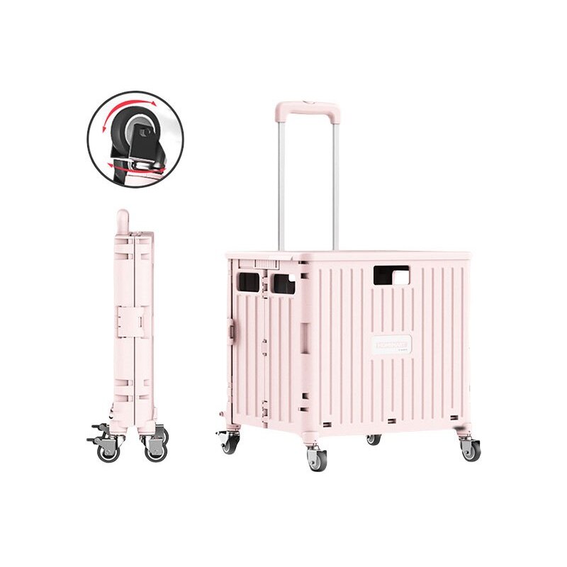 Home Smart Foldable Shopping Trolley Cart 65L Large Grocery Portable Plastic Folding Shopping Cart