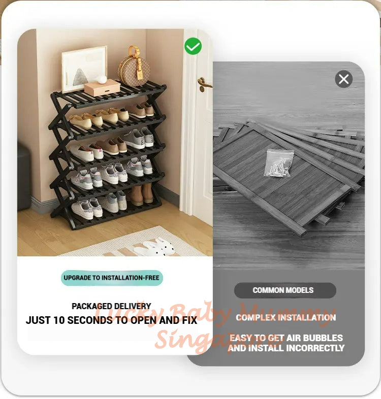 Minimalist Bamboo Shoe Rack Installation Free