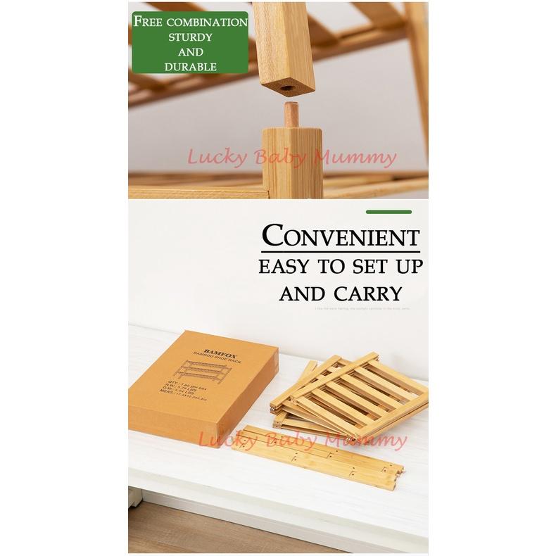 Stackable Bamboo Shoes Rack