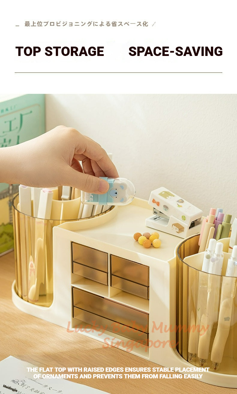 Dual 360° Rotating Pen Holder Organizer
