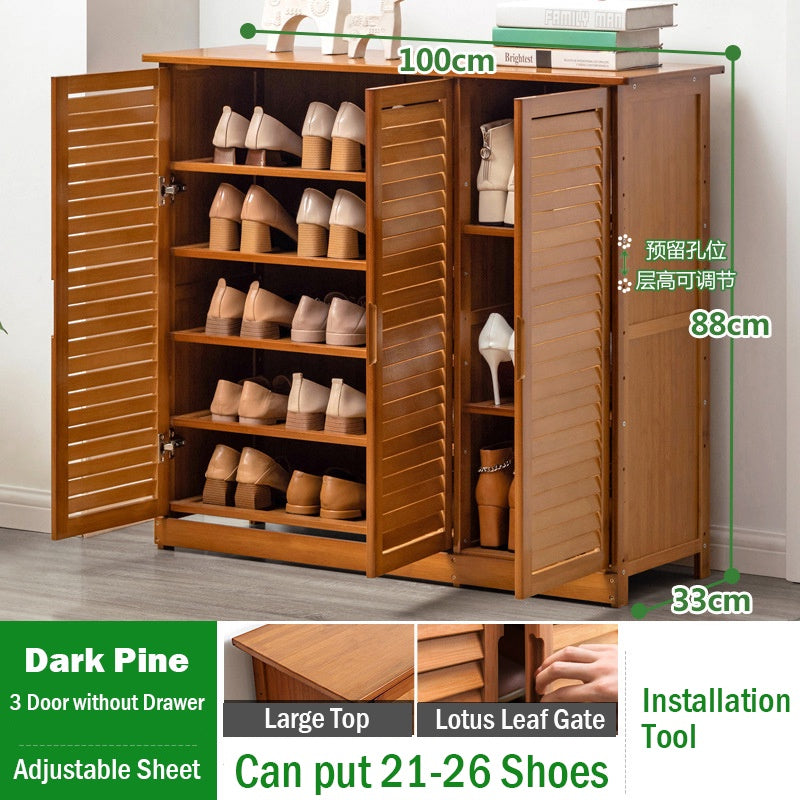 Shutter Door Bamboo Shoe Cabinet