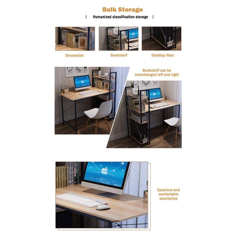 H - Shape Table Computer Tables with Bookshelf