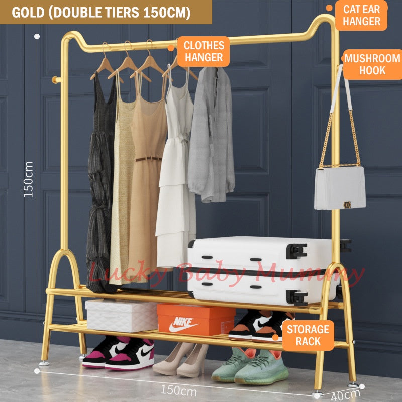 Golden standing clothes rack/ Floor Clothes Hanger/ Rack with Cat Ear Design