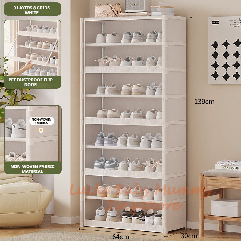 Flip Dustproof Shoe Cabinet with Clear Door