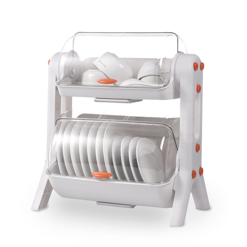 Draining Dish Rack Organizer Kitchen Storage with Cover and Drainer