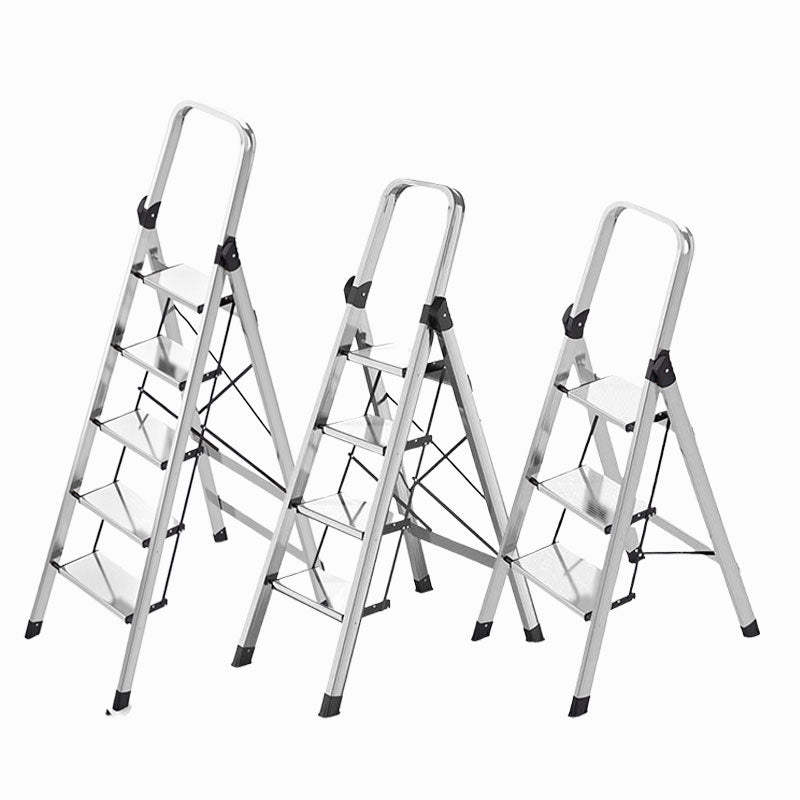 【 Silver Aluminum Ladder 】Heavy-Duty Aluminum Folding Ladder | Anti-Slip Pedal Step Ladder | Home & Industrial Use