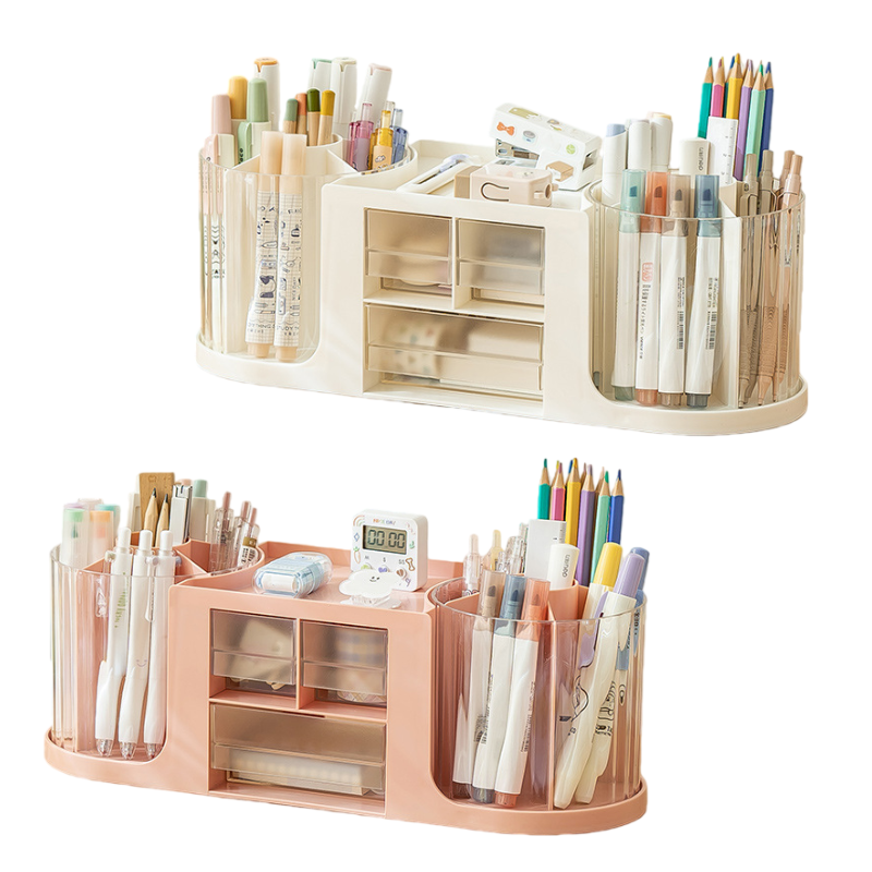 Dual 360° Rotating Pen Holder Organizer