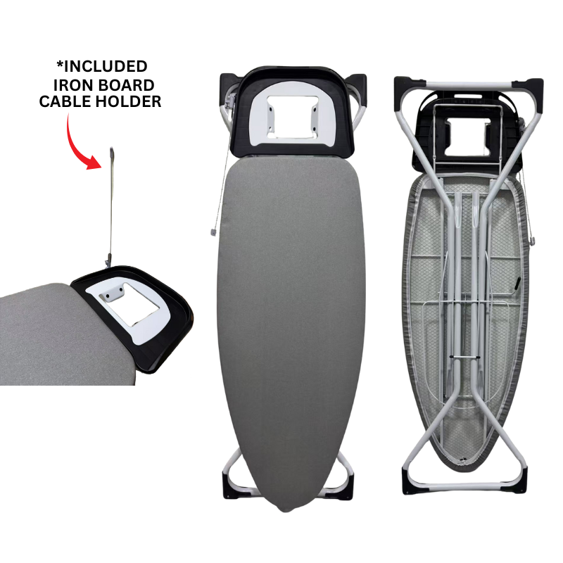 Large Foldable Ironing Board with Wire Holder & Tray/Adjustable Height/Premium Iron Board