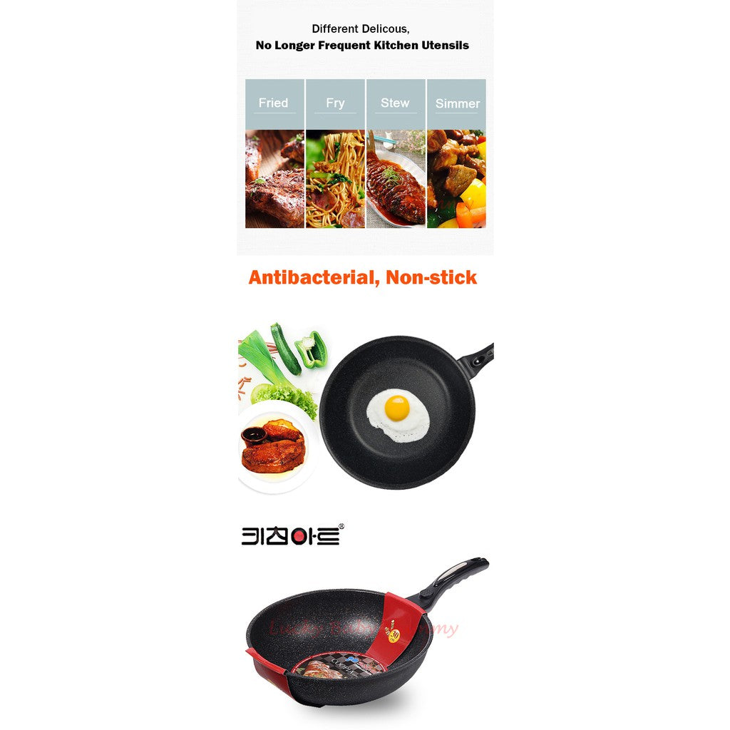 【Korean Frying Pan Set】Art Silver Nano Maifan Stone Frying Pan Non-stick Wok-Pan
