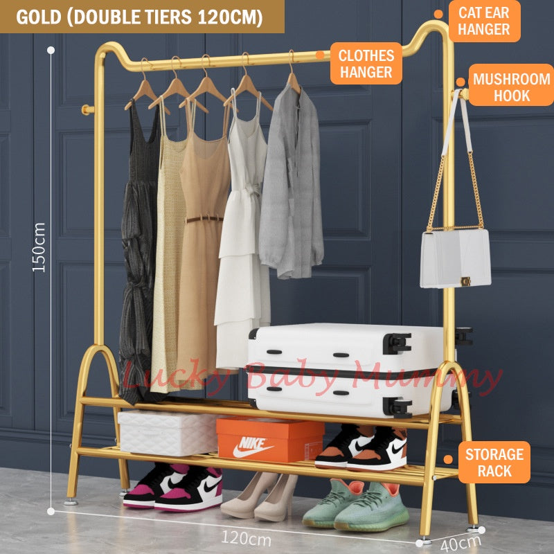 Golden standing clothes rack/ Floor Clothes Hanger/ Rack with Cat Ear Design