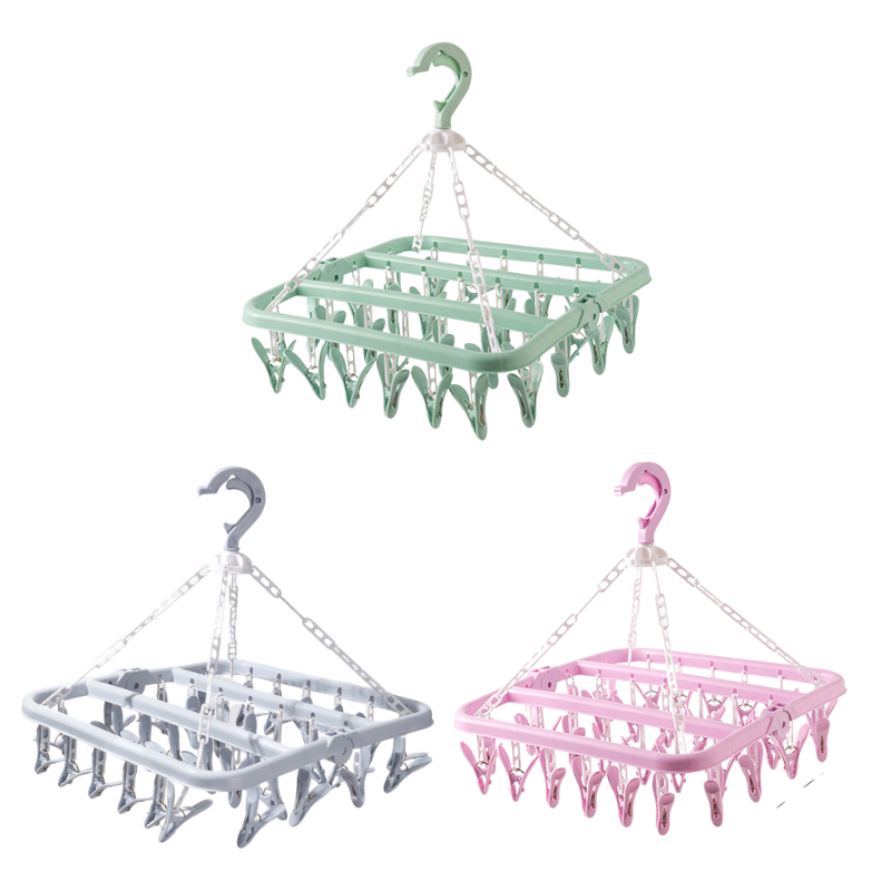 32 Clips Foldable Windproof Plastic Rack