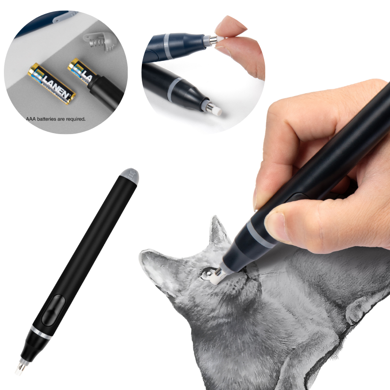 Tenwin Electric Eraser with 200 Rubbers/Drawing Sketching Eraser (AAA Batteries)/Pen Stationery Tool