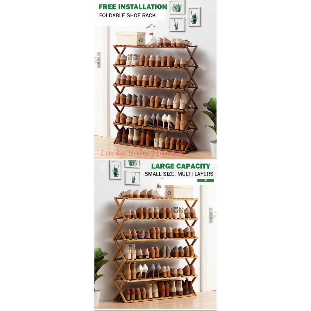 【Bamboo Shoe Rack】【No Installation Required】 Shoe Rack