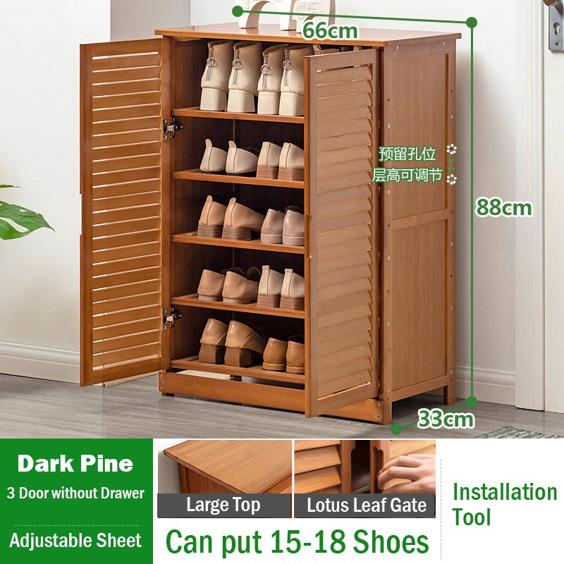 Shutter Door Bamboo Shoe Cabinet