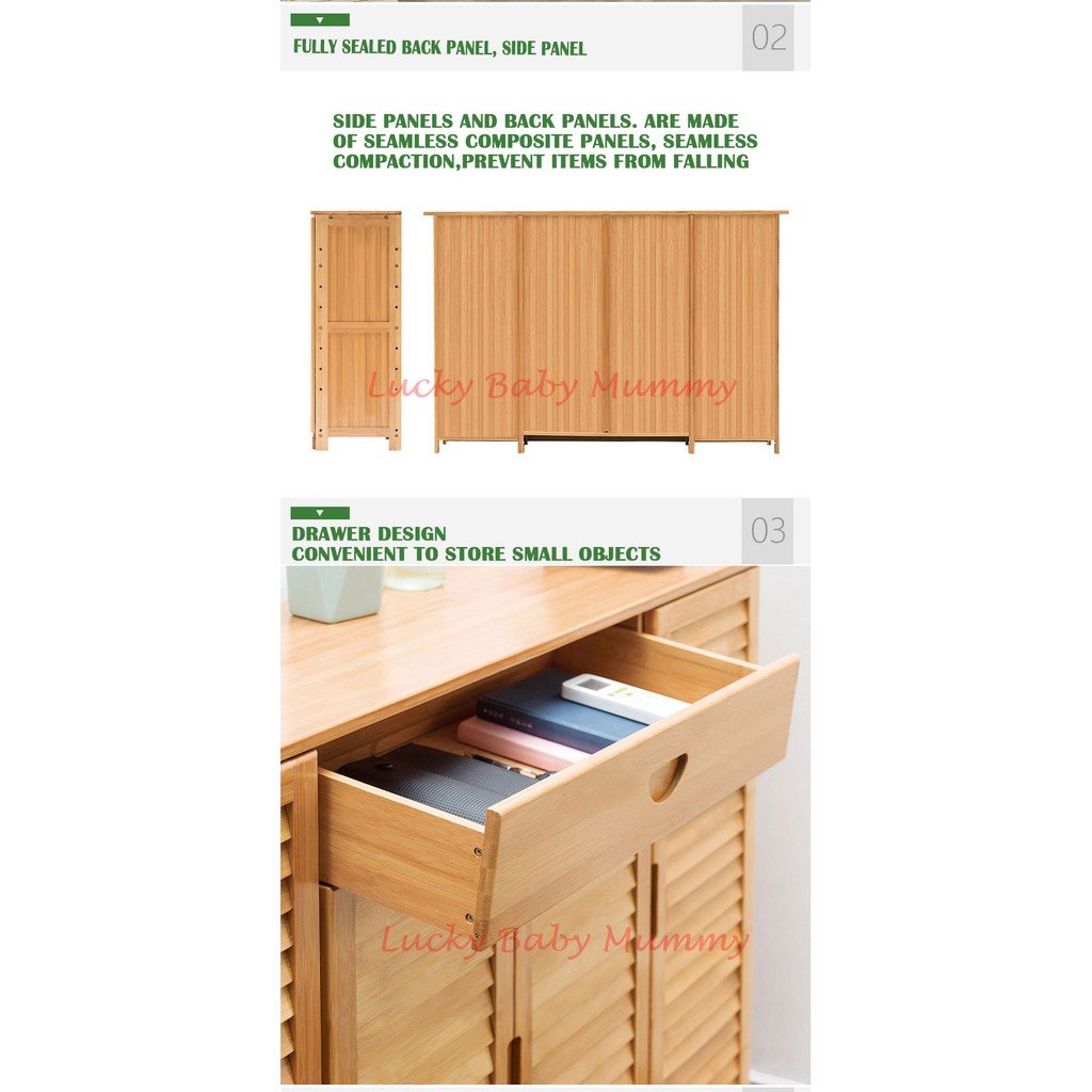 Shutter Door Bamboo Shoe Cabinet