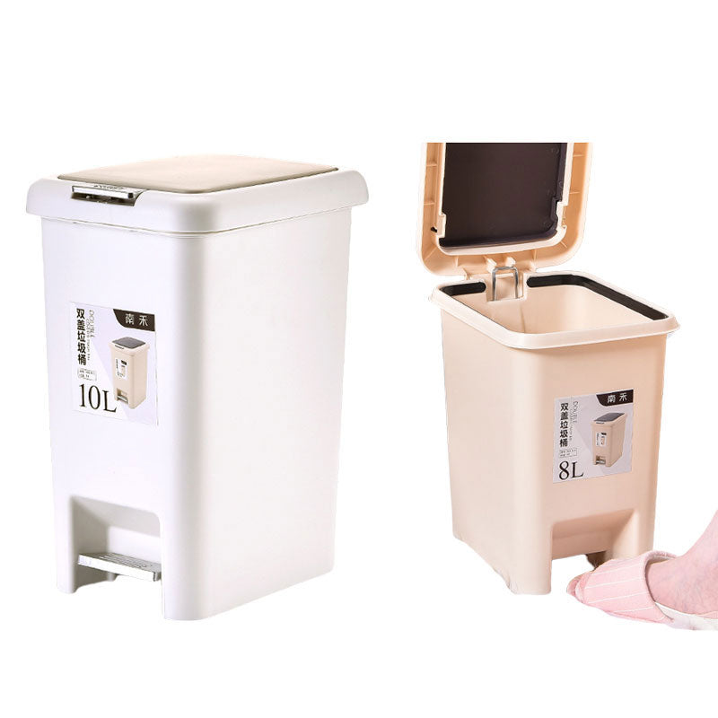 2-Way Opening Beige Plastic Dustbin / Waste Bin