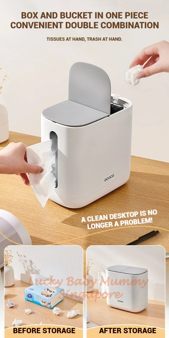 Ecoco Desktop Tissue Box with Trash Bin