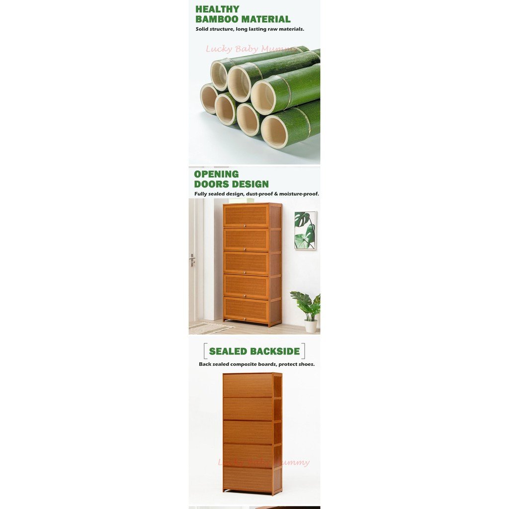 Flip Door Bamboo Shoe Cabinet