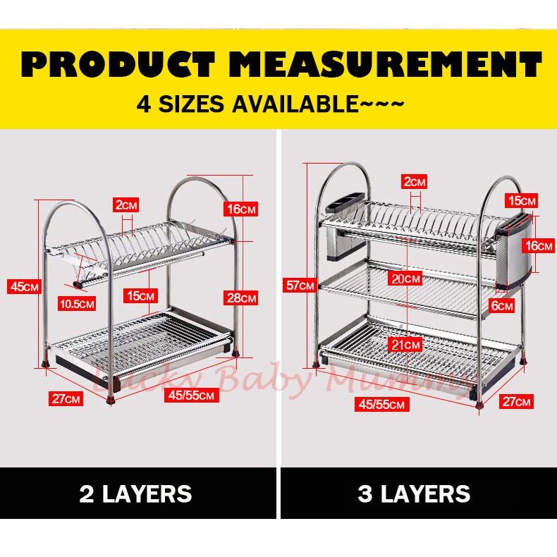 SUS 304 Stainless Steel Dish Rack Kitchen Rack