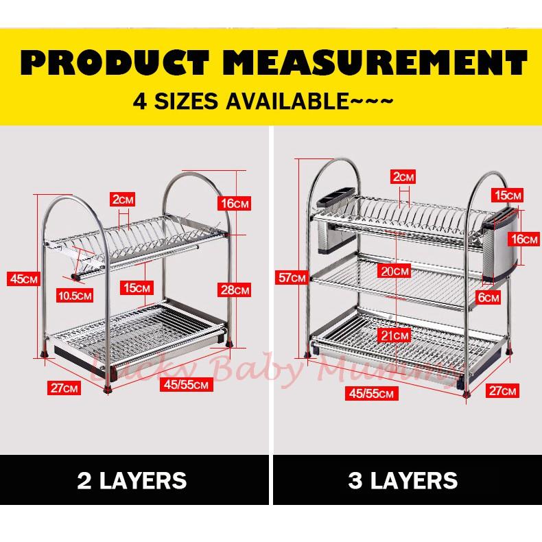 Ss Dish Rack SUS 304 Stainless Steel Dish Rack Kitchen Rack