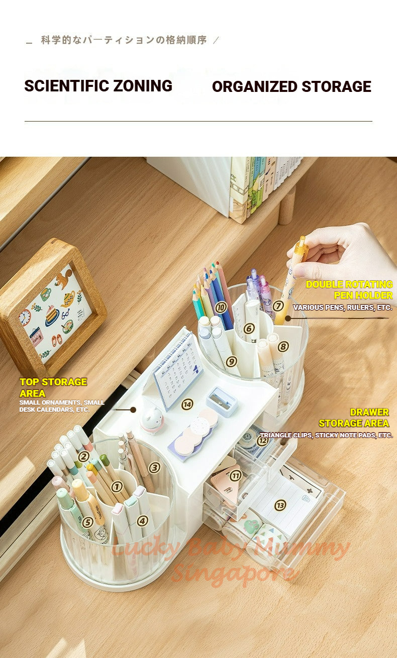 Dual 360° Rotating Pen Holder Organizer