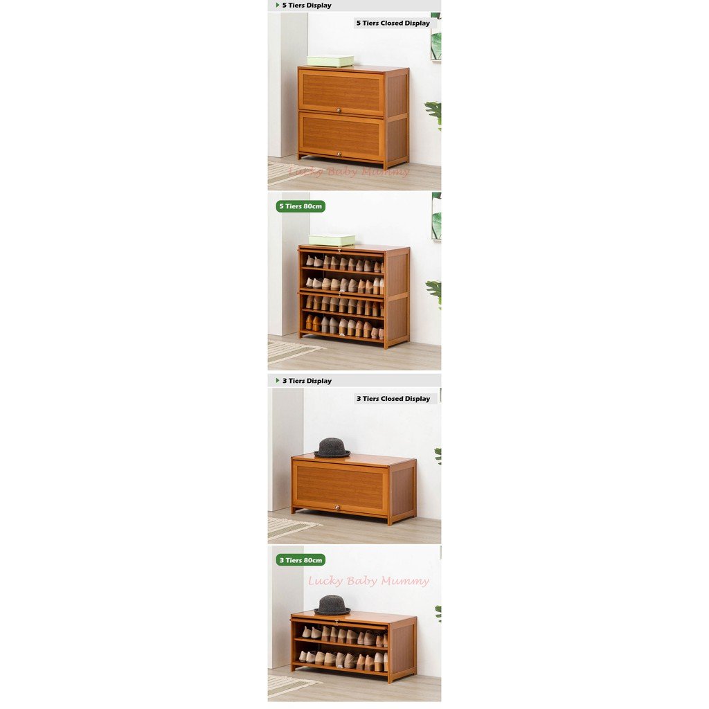 Flip Door Bamboo Shoe Cabinet