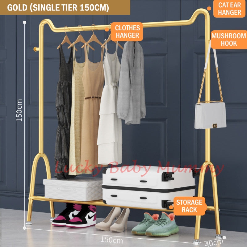 Golden standing clothes rack/ Floor Clothes Hanger/ Rack with Cat Ear Design