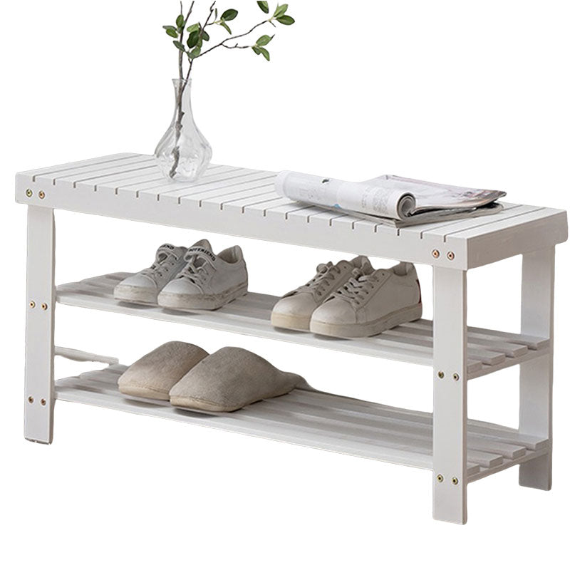 White Bamboo Shoe Bench