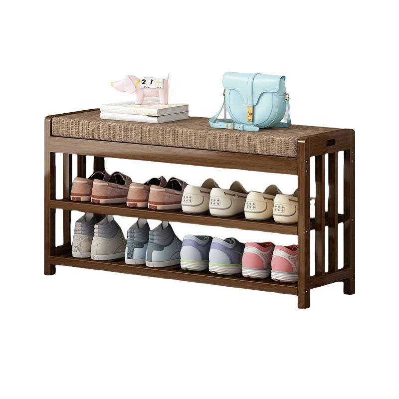 Sponge Cushion Bamboo Shoe Rack Bench