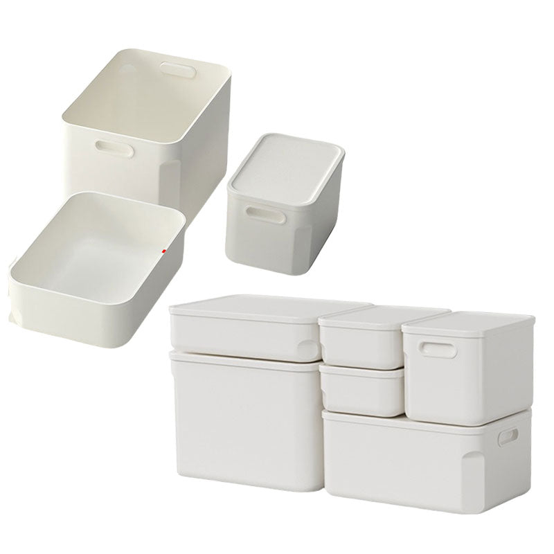 Ivory White Stackable Storage Box With Cover