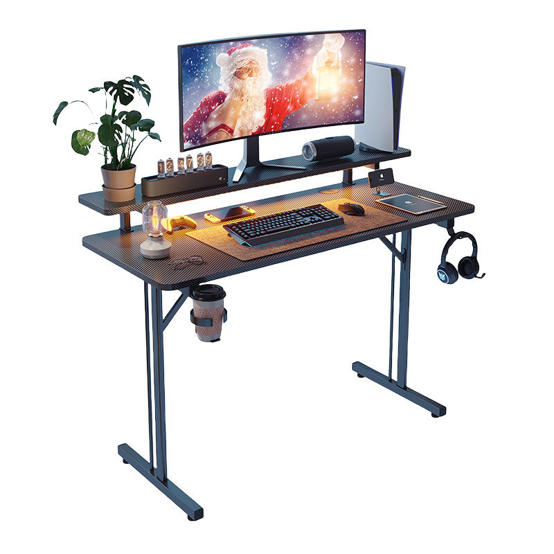 T-Shaped Gaming Table with Shelf