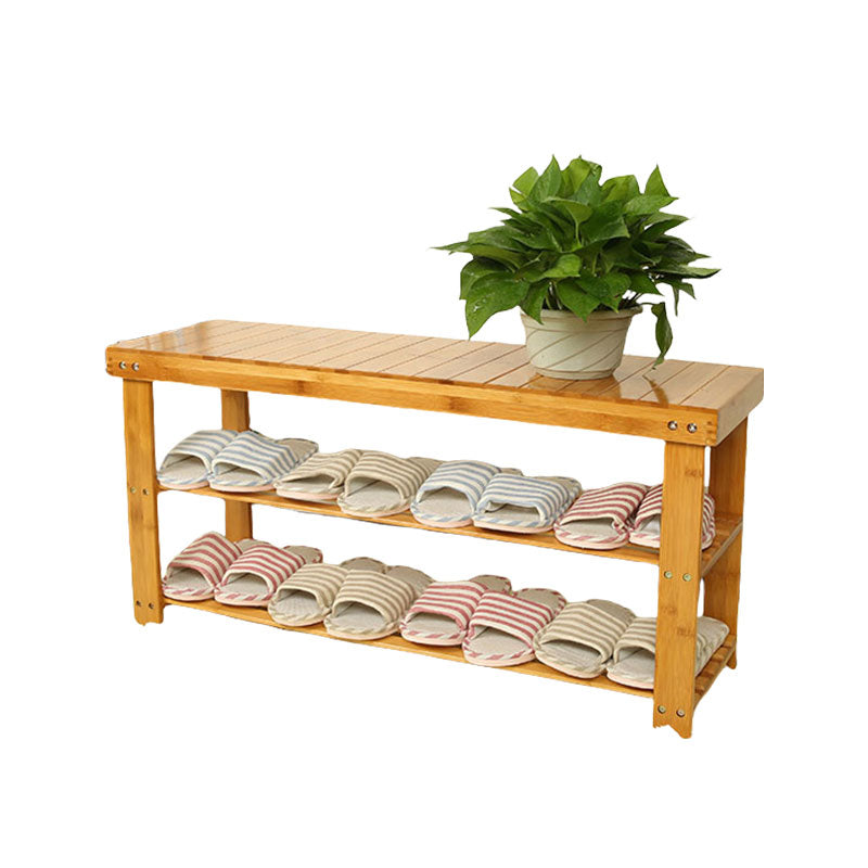 Carved Bamboo Shoe Rack Bench / Storage Rack / Seat Wearing Taking off Shoes Strong Organizer