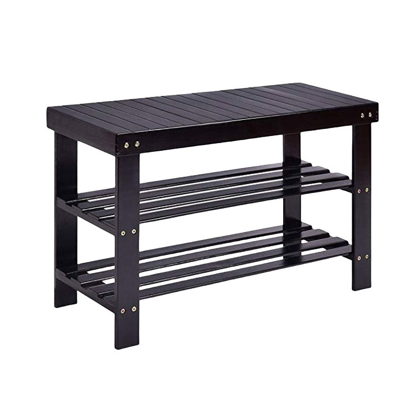 Black Bamboo Shoe Rack Bench