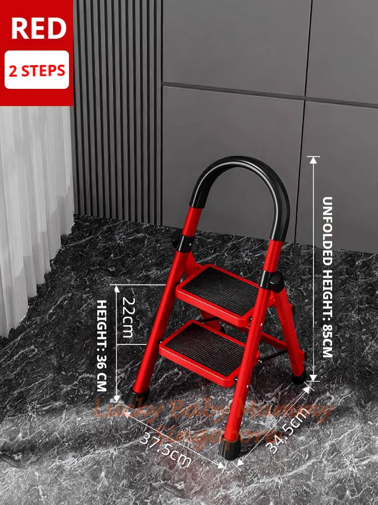 Foldable Red Stool Step Ladder 3/4/5 Steps