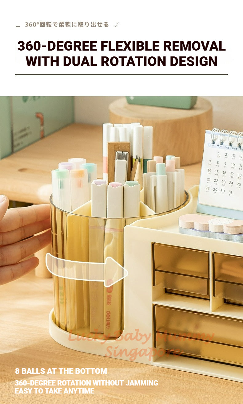 Dual 360° Rotating Pen Holder Organizer