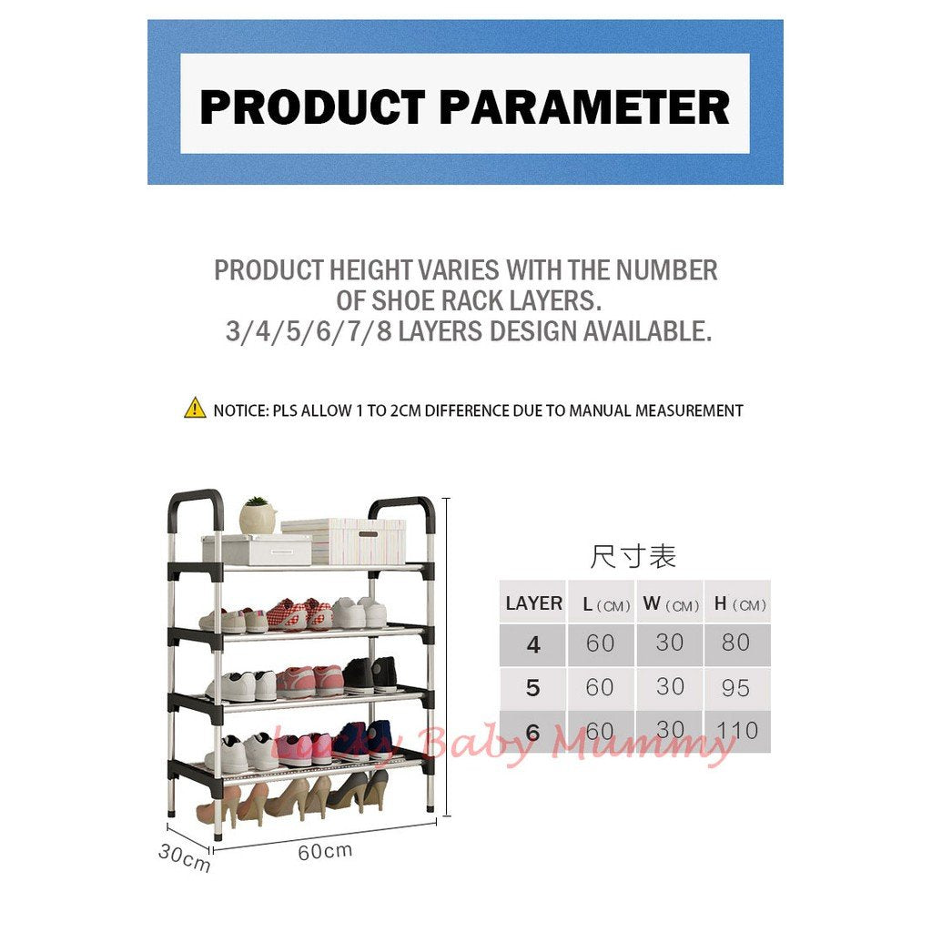 4 Tier / 5 Tier / 6 Tier TITAN Steel Shoe Rack