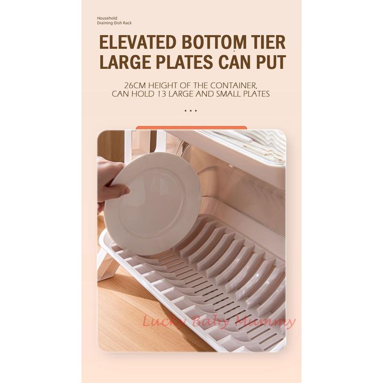 Draining Dish Rack Organizer Kitchen Storage with Cover and Drainer