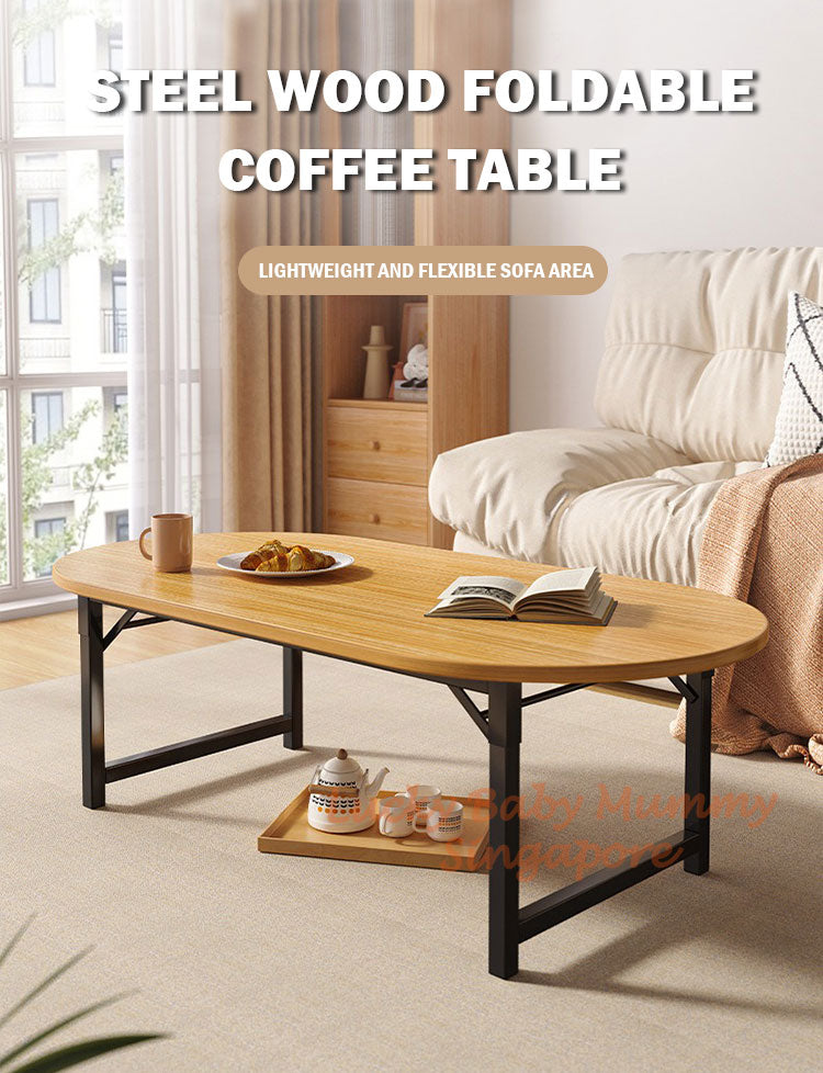 Foldable Steel Wood Coffee Table