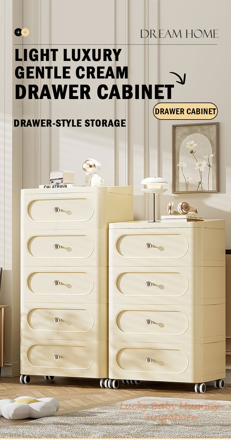 Light Luxury Drawer Cabinet with Wheels