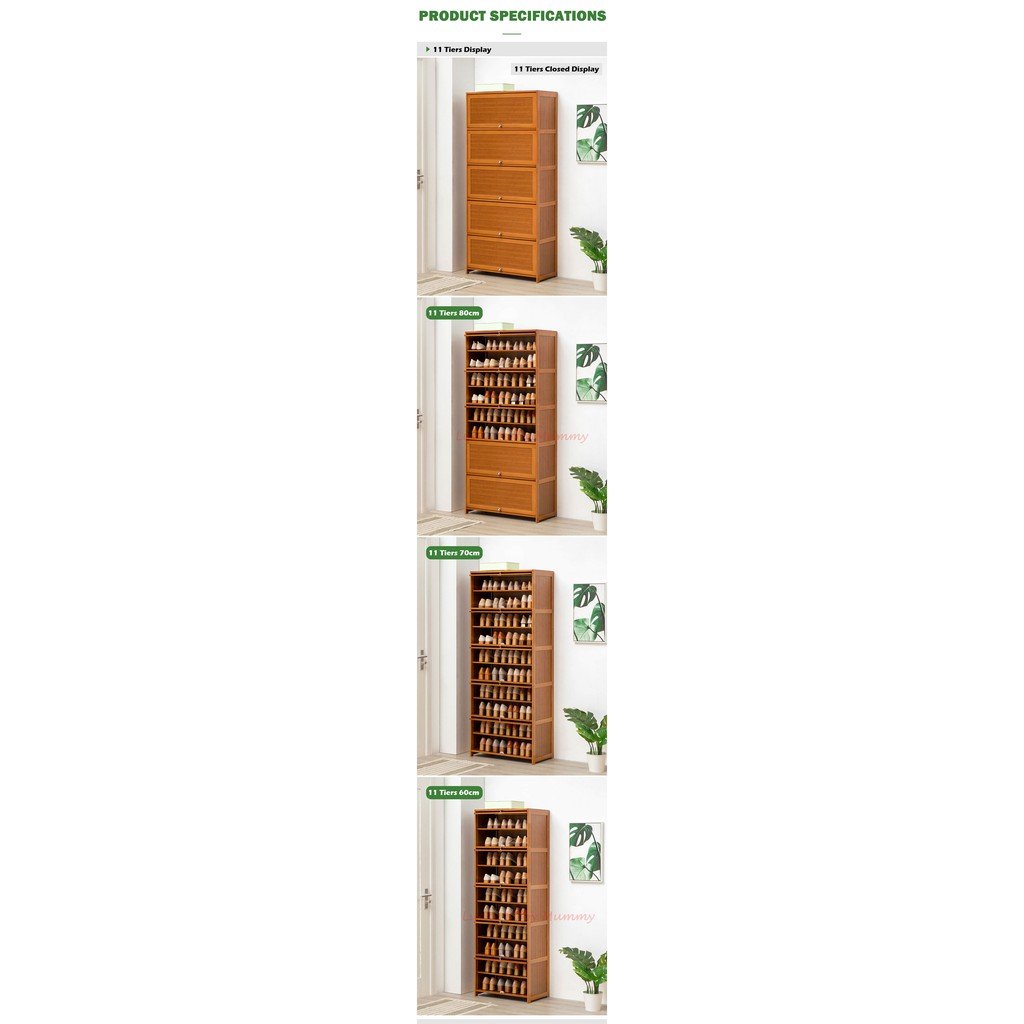 Flip Door Bamboo Shoe Cabinet