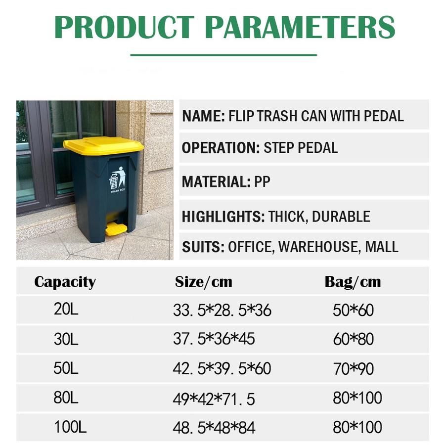 Plastic Rectangle Pedal Waste Trash Dustbin Recycle Bin